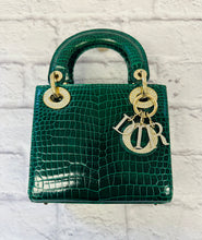 Load image into Gallery viewer, Christian Dior Vert Fonce Crocodile Mini Lady Dior
