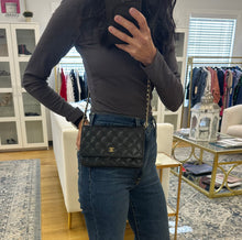 Load image into Gallery viewer, Chanel Black Caviar Leather Wallet on chain, Gold Hardware
