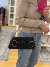 Load image into Gallery viewer, Gucci Horsebit Black Canvas Shoulder Bag
