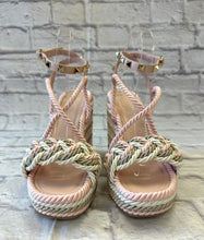 Load image into Gallery viewer, Valentino Rockstud Multicolored Rope Wedge Espadrilles Sandals SZ 38
