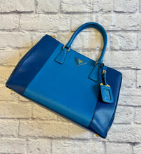 Load image into Gallery viewer, Prada Blue Bicolor Saffiano Tote
