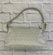 Load image into Gallery viewer, Fendi Zucchino Canvas Ivory &amp; Silver Shoulder Bag
