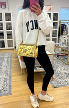 Load image into Gallery viewer, Chanel Egyptian Gold Croc Embossed Leather Graffiti Medium Boy Flap Bag
