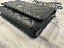 Load image into Gallery viewer, Chanel Black Lambskin Wallet on a Chain, Silver Hardware
