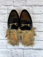 Load image into Gallery viewer, Gucci Black Patent Princetown Fur Slide Loafers, Size 39
