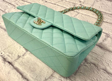 Load image into Gallery viewer, Chanel Tiffany Blue Caviar Quilted Medium Double Flap
