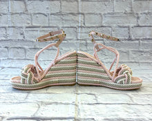 Load image into Gallery viewer, Valentino Rockstud Multicolored Rope Wedge Espadrilles Sandals SZ 38
