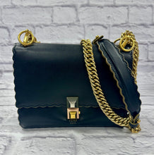 Load image into Gallery viewer, Fendi Small Kan I Scalloped Black Leather Bag
