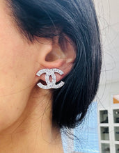 Load image into Gallery viewer, Chanel Silver &amp; Crystal Clip On Earrings
