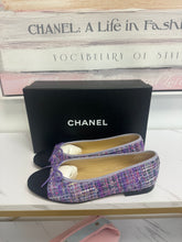 Load image into Gallery viewer, Chanel Purple Tweed Ballet Flats SZ 39
