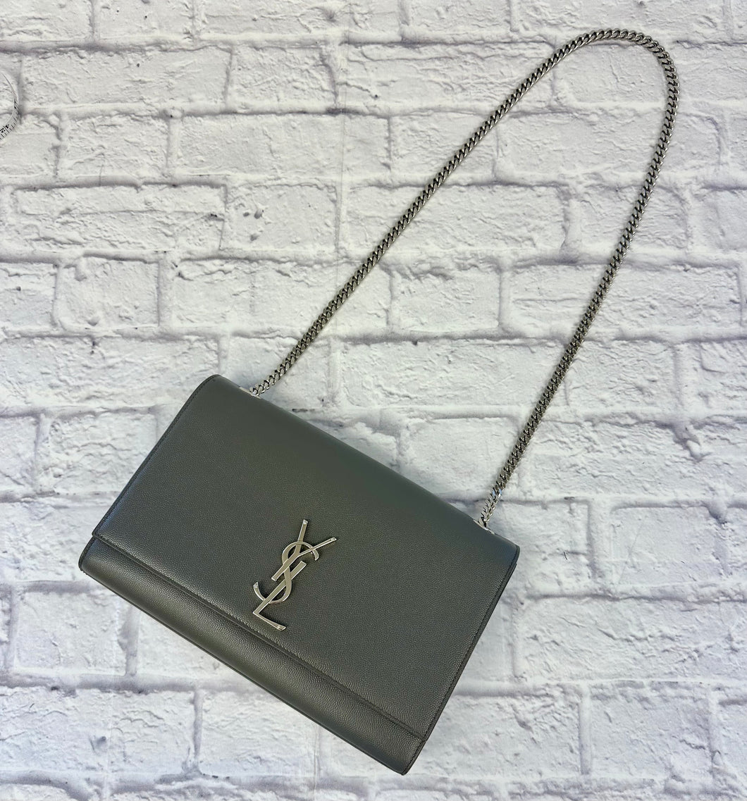 Saint Laurent Gray Grain De Poudre Large Kate