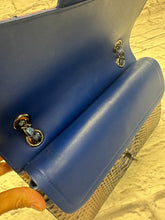 Load image into Gallery viewer, Chanel Medium Classic Double Flap Iridescent Blue Python
