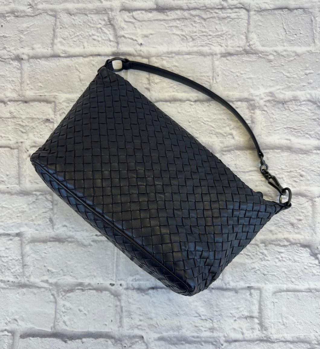 Bottega Veneta Navy Woven Shoulder Bag