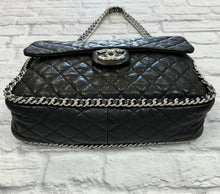 Load image into Gallery viewer, Chanel Black Calfskin Chain Around Maxi Flap Bag
