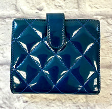 Load image into Gallery viewer, Chanel Blue Patent Quilted Compact Wallet
