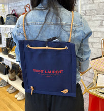 Load image into Gallery viewer, Saint Laurent Navy Canvas Backpack
