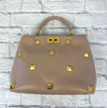 Load image into Gallery viewer, Valentino Roman Rock Stud Poudre Top Handle Bag W/Strap
