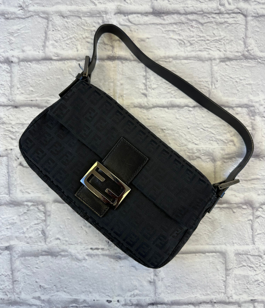 Fendi Black Zuchinno Baguette