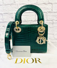 Load image into Gallery viewer, Christian Dior Vert Fonce Crocodile Mini Lady Dior
