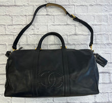 Load image into Gallery viewer, Chanel Vintage Black Caviar Timeless Boston Travel Duffle
