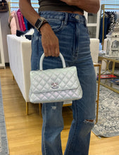 Load image into Gallery viewer, Chanel Iridescent Light Blue Quilted Caviar Mini Coco Top Handle
