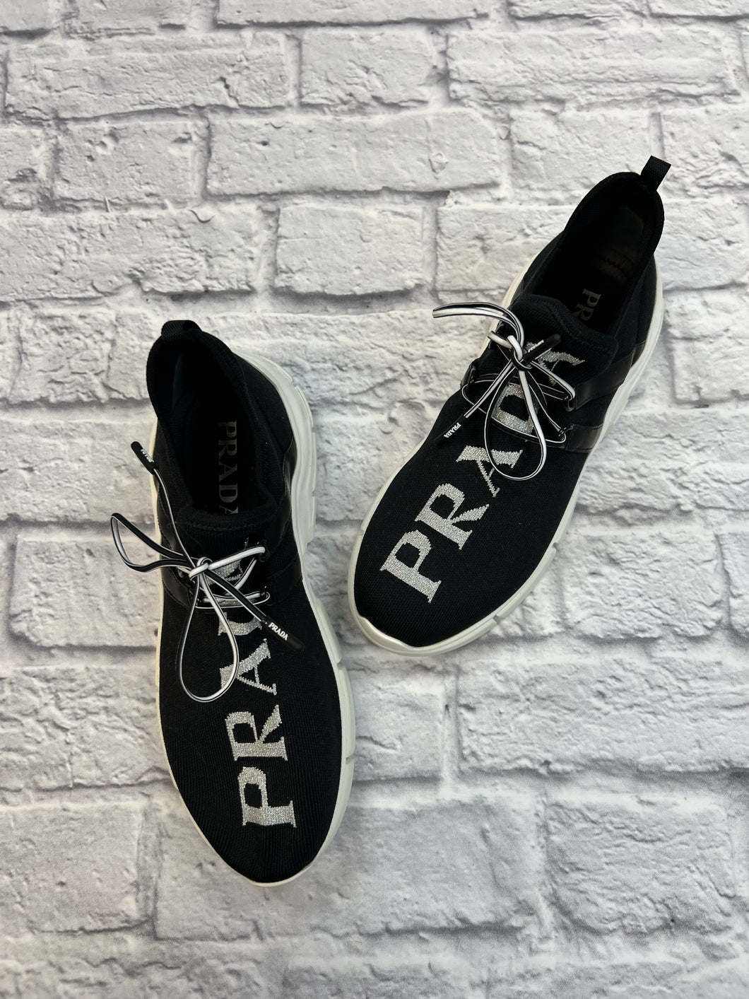 Prada Black Logo Sneakers, Size 39
