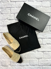 Load image into Gallery viewer, Chanel Natural/ Black Cap Toe Espadrilles
