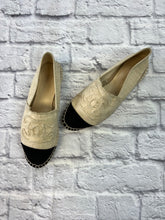 Load image into Gallery viewer, Chanel Natural/ Black Cap Toe Espadrilles
