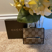 Load image into Gallery viewer, Gucci Logo Wallet, Tan with Silver Plated Front
