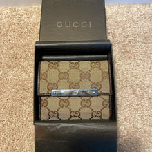 Load image into Gallery viewer, Gucci Logo Wallet, Tan with Silver Plated Front
