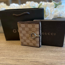 Load image into Gallery viewer, Gucci Logo Bi-Fold Wallet with Silver Hardware

