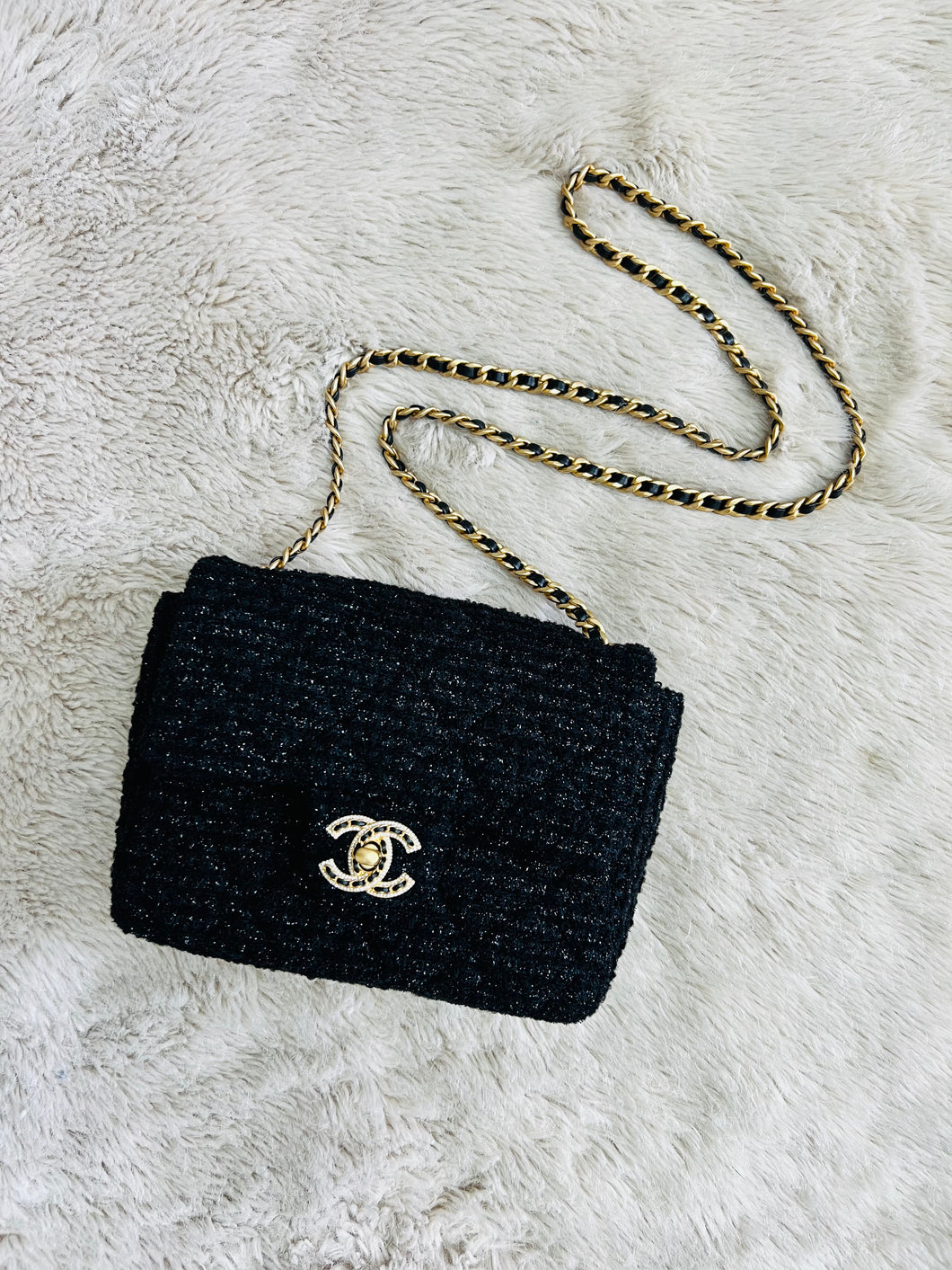 Chanel Black Shimmer Tweed Flap Bag – The Stock Room NJ